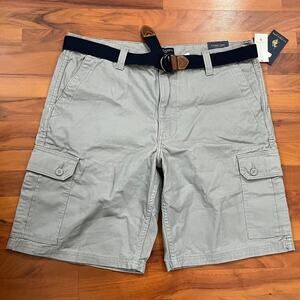 U.S. Polo Assn Gray Cargo Pockets Casual Men's Shorts Size 40 + Navy Blue Belt